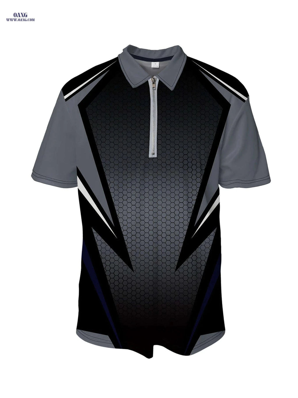 Men’s Orange Geometric Polo Shirt - Short Sleeve & Stylish Collar   OAXG 