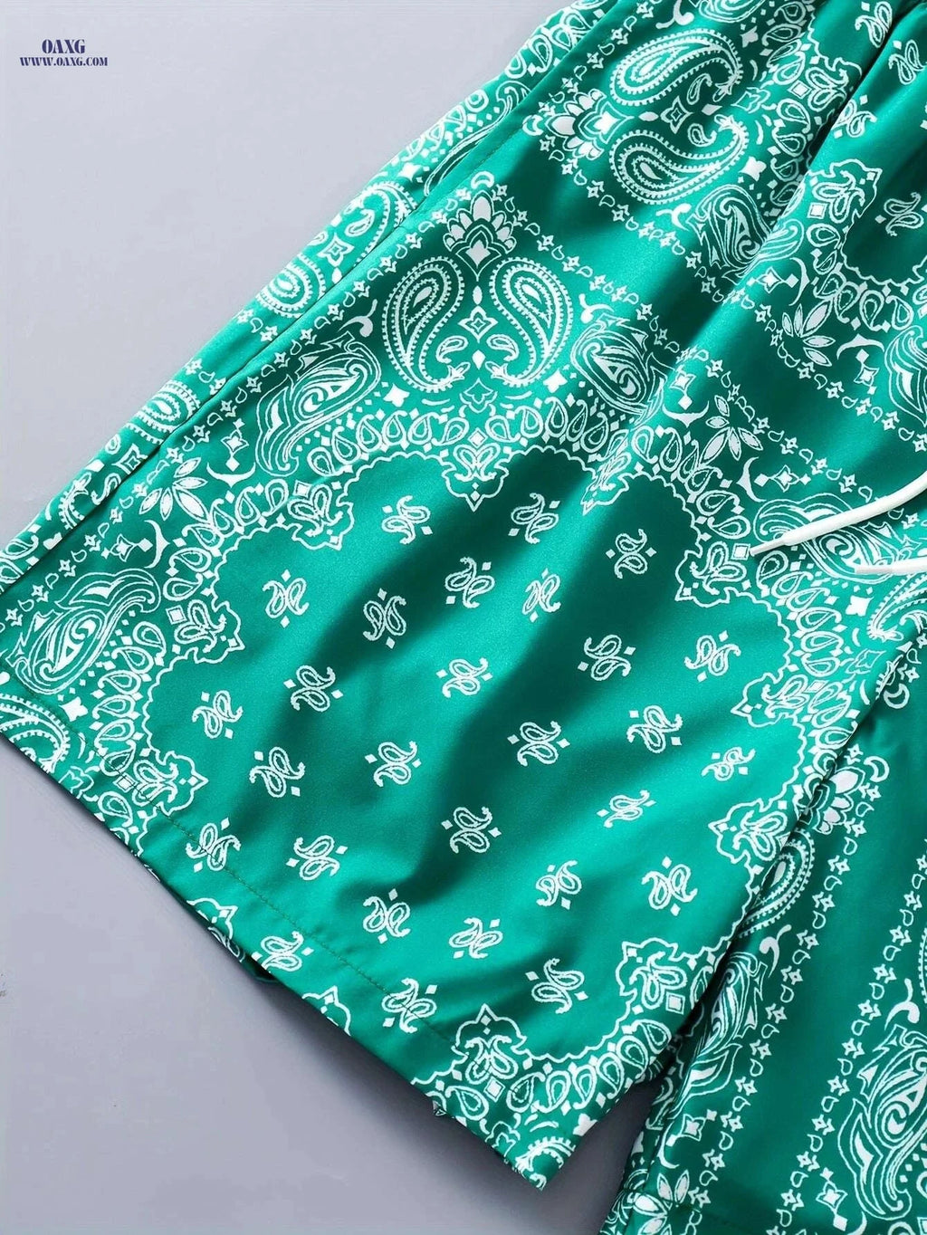 Men's Paisley Print Board Shorts - Trendy Summer Leisurewear   OAXG Green / S