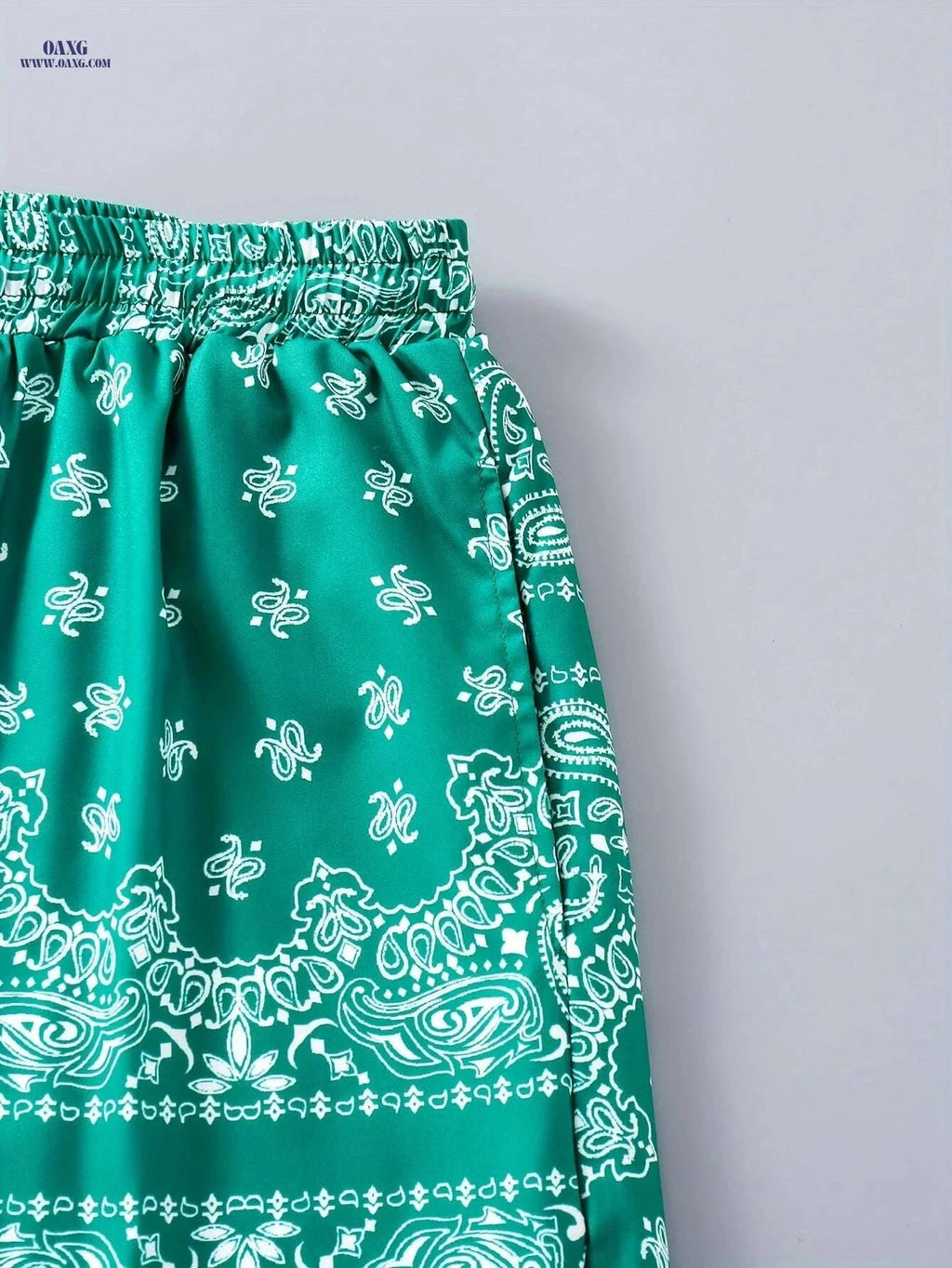 Men's Paisley Print Board Shorts - Trendy Summer Leisurewear   OAXG Green / S