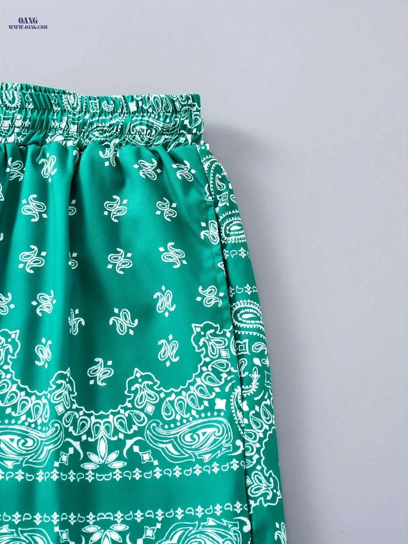 Men's Paisley Print Board Shorts - Trendy Summer Leisurewear   OAXG Green / S