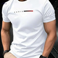 Men's Paris Graphic T-Shirt - Casual Round Neck with Red Accents   OAXG 
