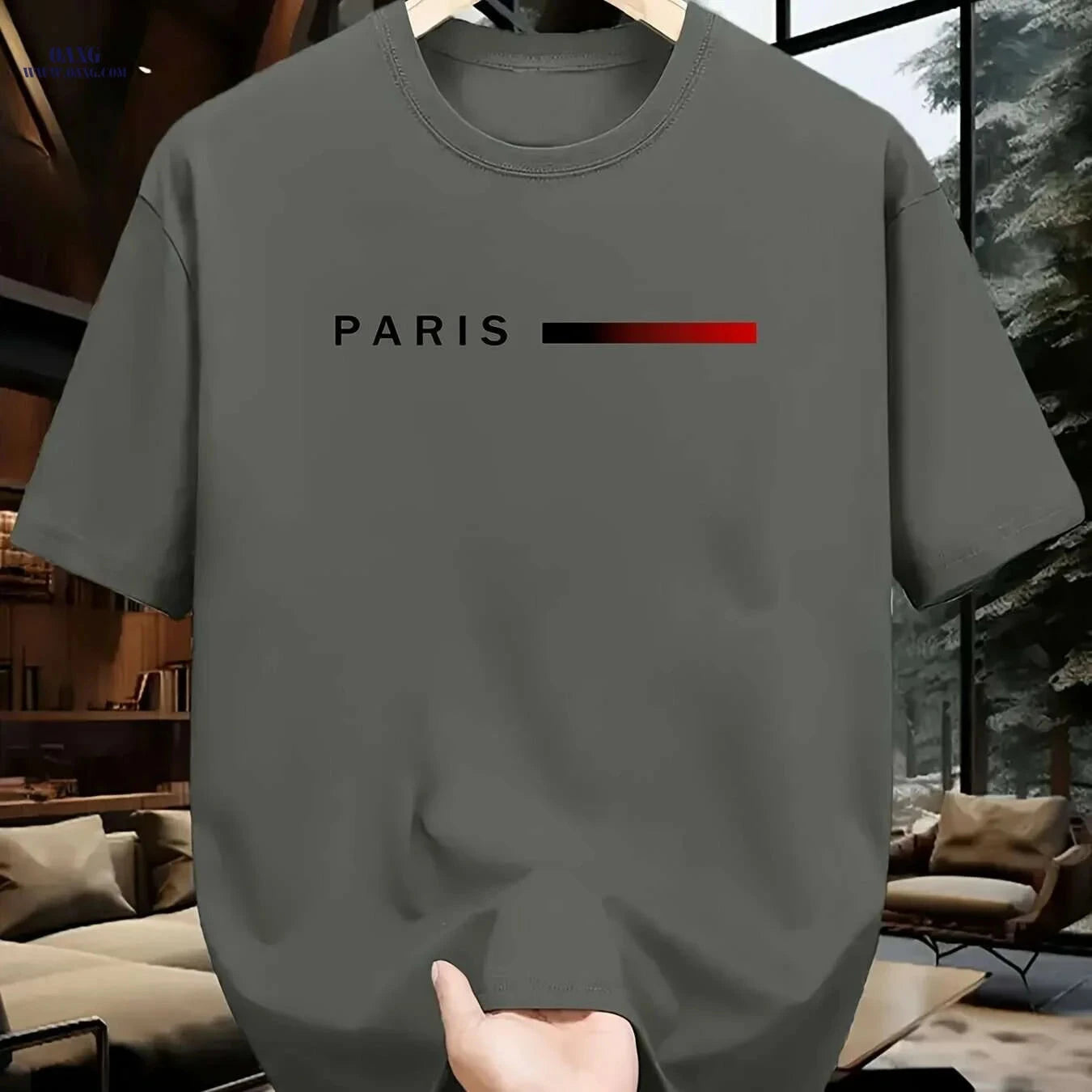 Men's Paris Graphic T-Shirt - Casual Round Neck with Red Accents   OAXG White / US XS
