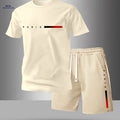 Men's Paris Letter Print Crew Neck T-Shirt & Shorts Set - Summer Style   OAXG 