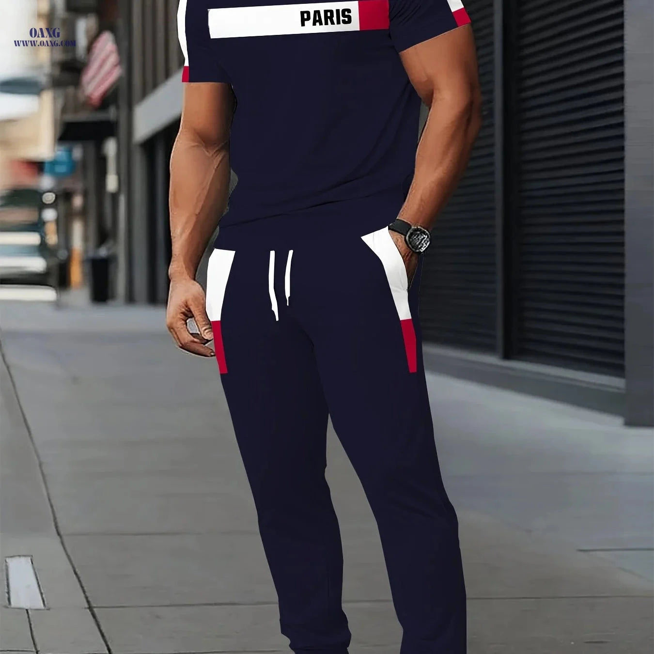 Men's Paris Series Casual Sports Set - Cool Breathable Short Sleeve   OAXG CT21 / FR S