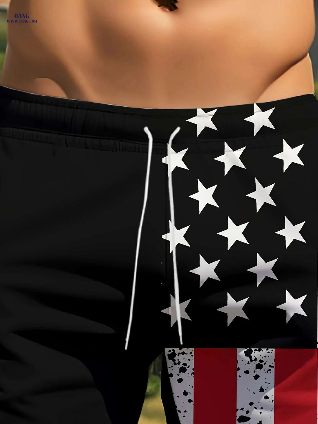 Men's Patriotic American Flag Shorts - High-Stretch Casual Wear   OAXG Mixed Color / S