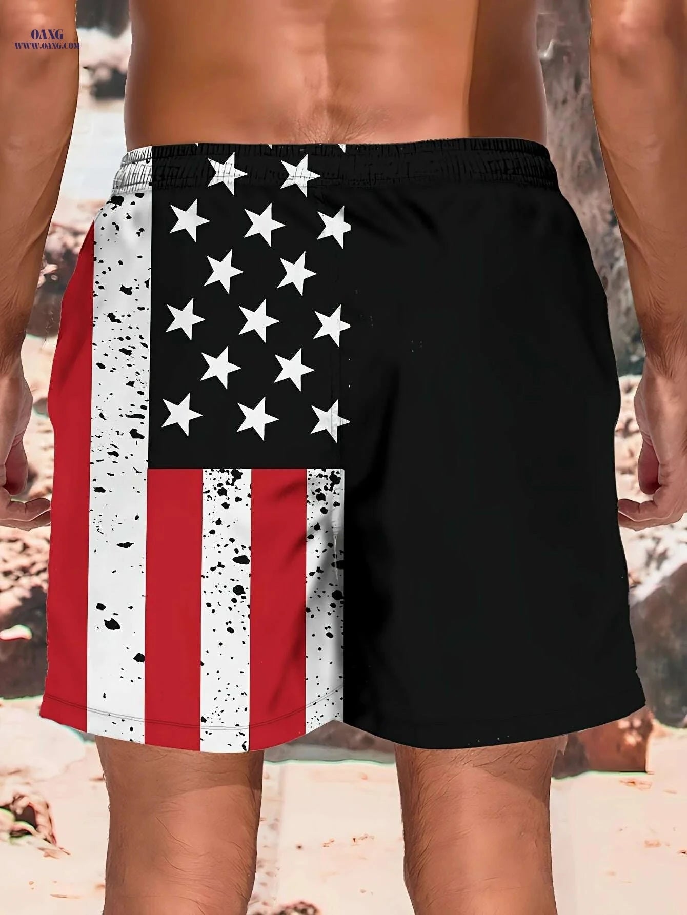 Men's Patriotic American Flag Shorts - High-Stretch Casual Wear   OAXG Mixed Color / S