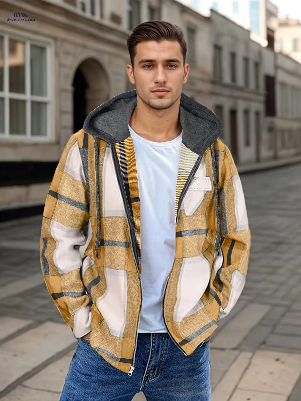 Men's Plaid Flannel Jacket - Sherpa Lined Zip Up Hoodie for Winter   OAXG Malachite Green / FR S