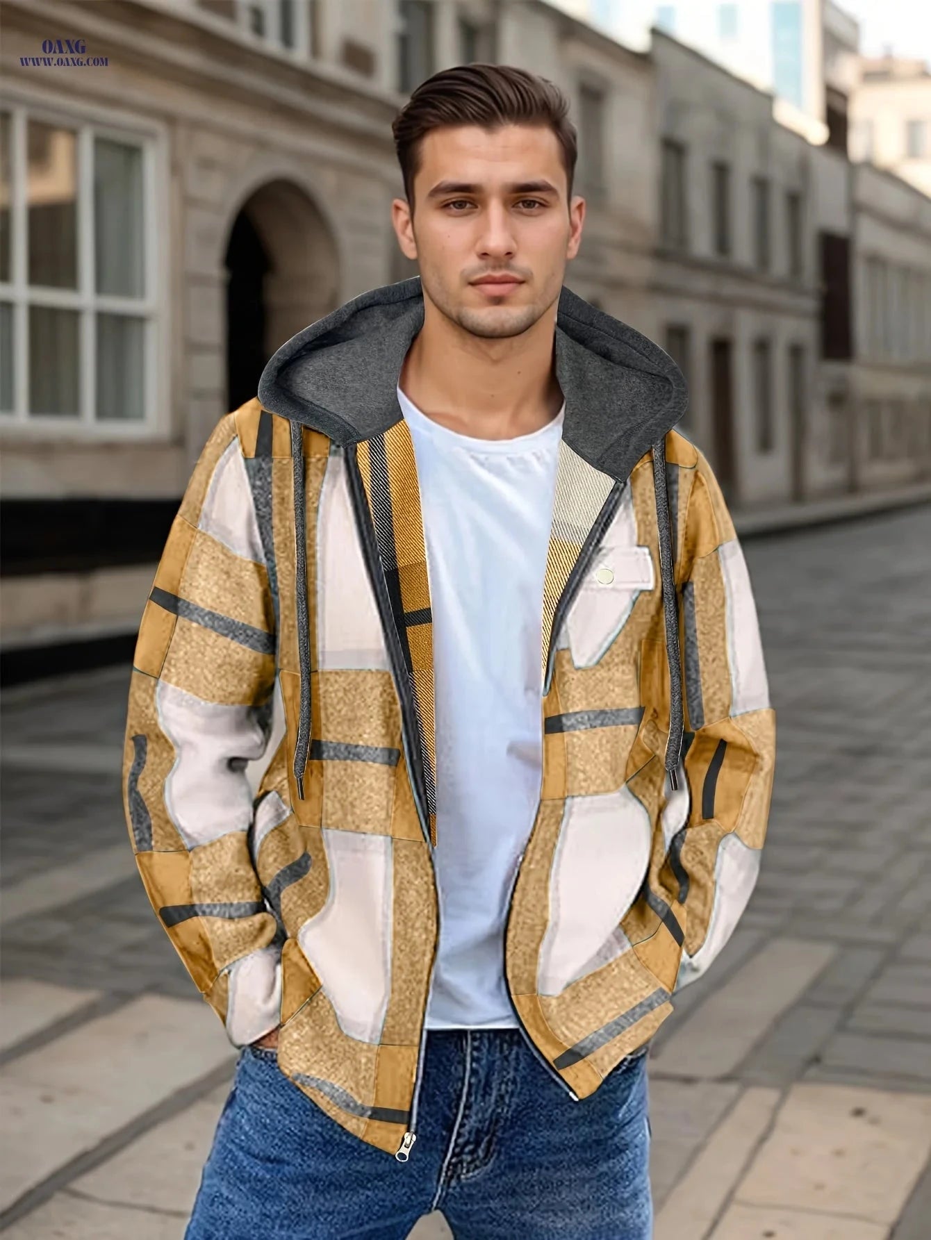 Men's Plaid Flannel Jacket - Sherpa Lined Zip Up Hoodie for Winter   OAXG Malachite Green / FR S