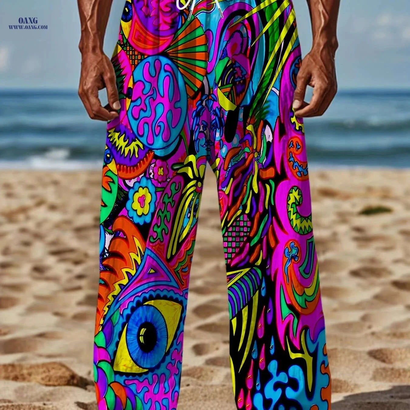 Men's Plus Size 3D Printed Casual Pants - Loose Fit Drawstring Style   OAXG 