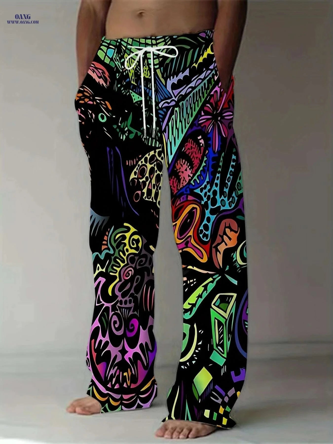 Men's Plus Size 3D Printed Casual Pants - Loose Fit & Straight-Leg   OAXG Style1 / M