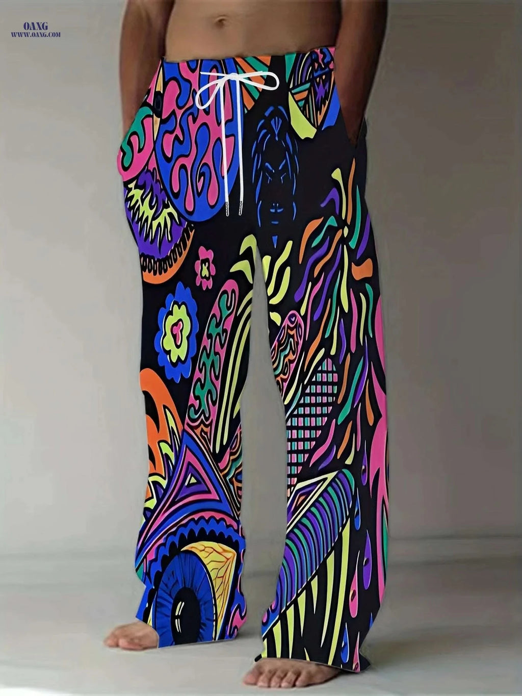 Men's Plus Size 3D Printed Casual Pants - Loose Fit & Straight-Leg   OAXG Style1 / M