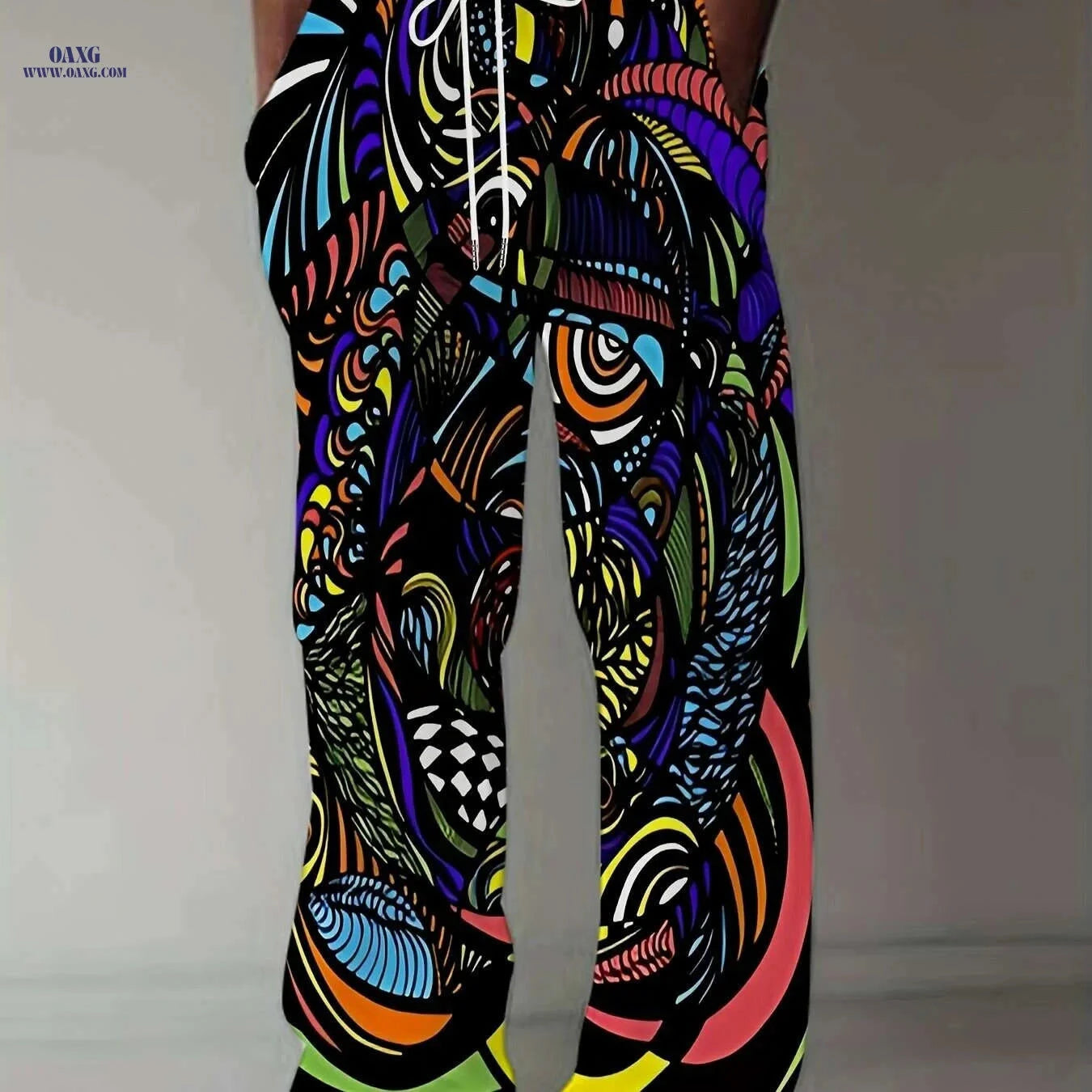 Men's Plus Size 3D Printed Casual Pants - Loose Fit & Straight-Leg   OAXG Style1 / M