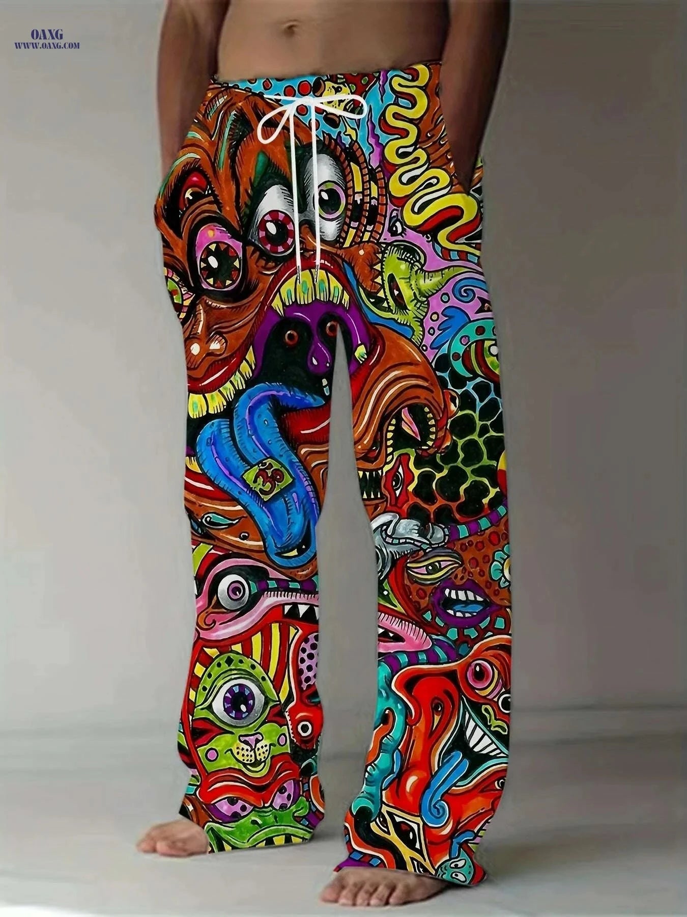 Men's Plus Size 3D Printed Casual Pants - Loose Fit & Straight-Leg   OAXG Style1 / M