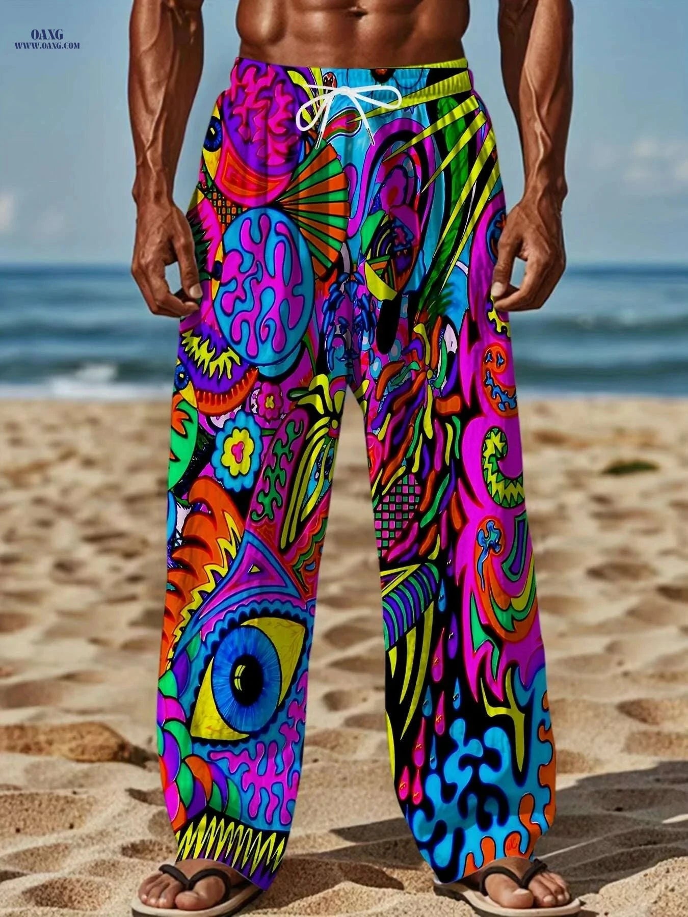 Men's Plus Size 3D Printed Casual Pants - Loose Fit & Straight-Leg   OAXG Style1 / M