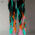 Men's Plus Size Athletic Pants - 3D Flame Print, Casual Style   OAXG Mixed Color / M