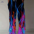 Men's Plus Size Athletic Pants - 3D Flame Print, Casual Style   OAXG Mixed Color / M
