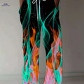 Men's Plus Size Athletic Pants - 3D Flame Print, Drawstring Waist   OAXG Style 2 / M