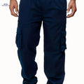 Men's Plus-Size Cargo Pants - Multi-Pocket, Elastic Waist Trousers   OAXG Navy Blue / FR M