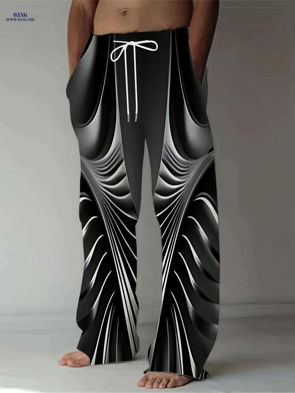 Men's Plus Size Loose-Fit 3D Print Pants - Casual Abstract Style   OAXG 