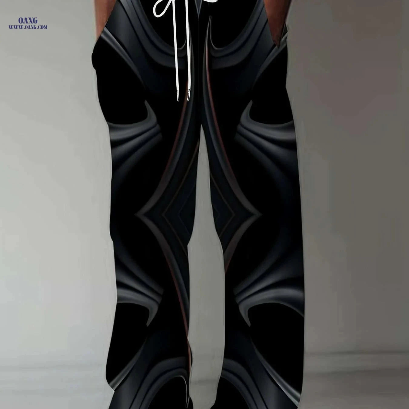 Men's Plus Size Loose-Fit 3D Print Pants - Casual Abstract Style   OAXG Black / M