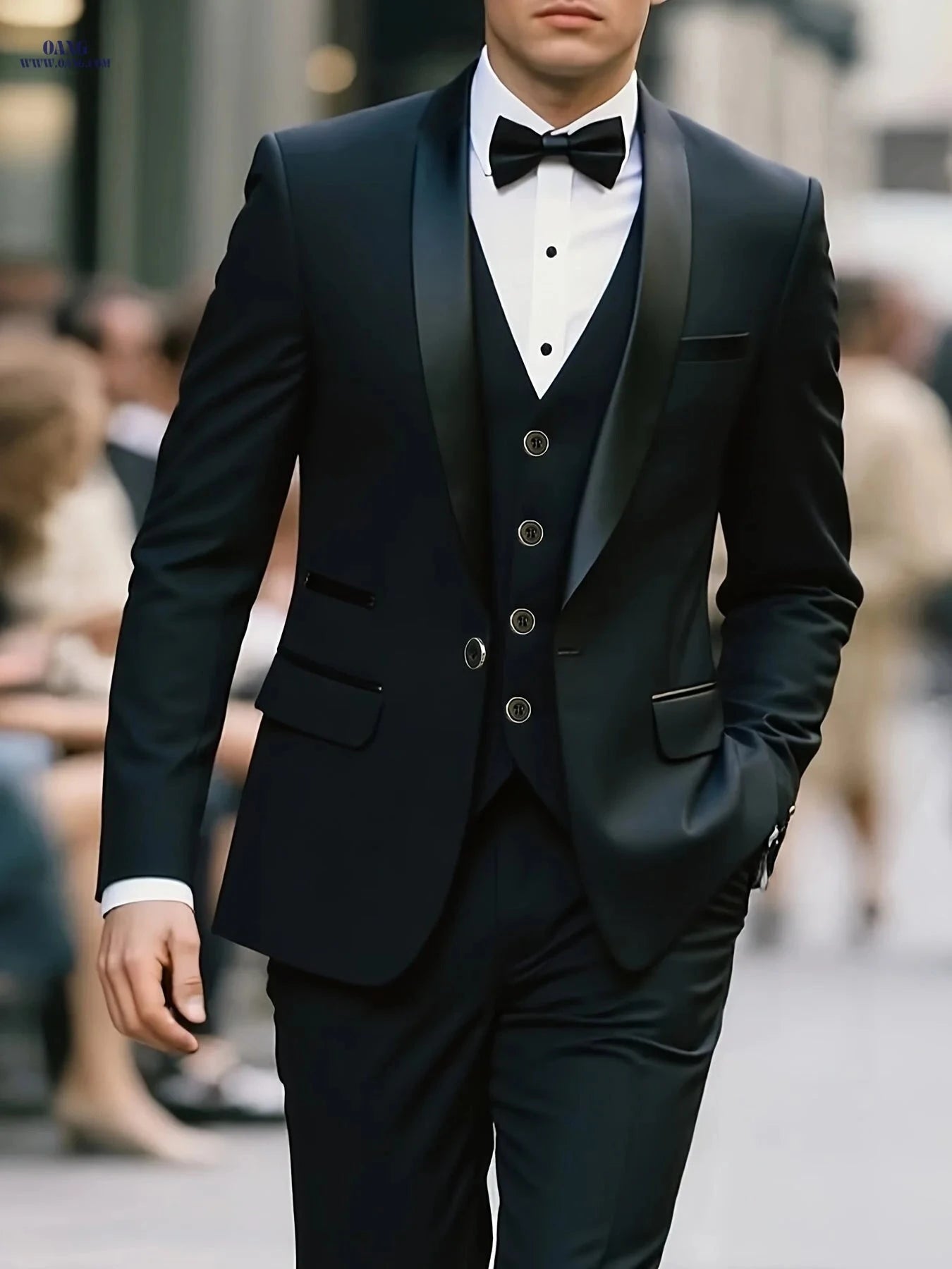 Men's Plus-Size Three-Piece Suit - Ideal for Weddings & Events   OAXG 