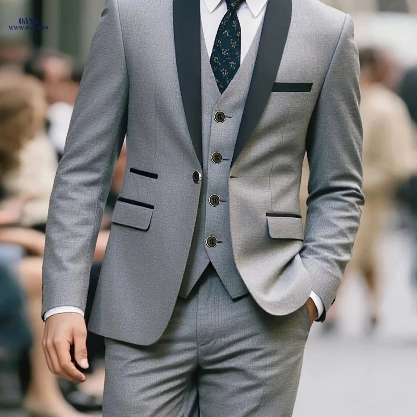 Men's Plus-Size Three-Piece Suit - Ideal for Weddings & Events   OAXG Black / FR XXS