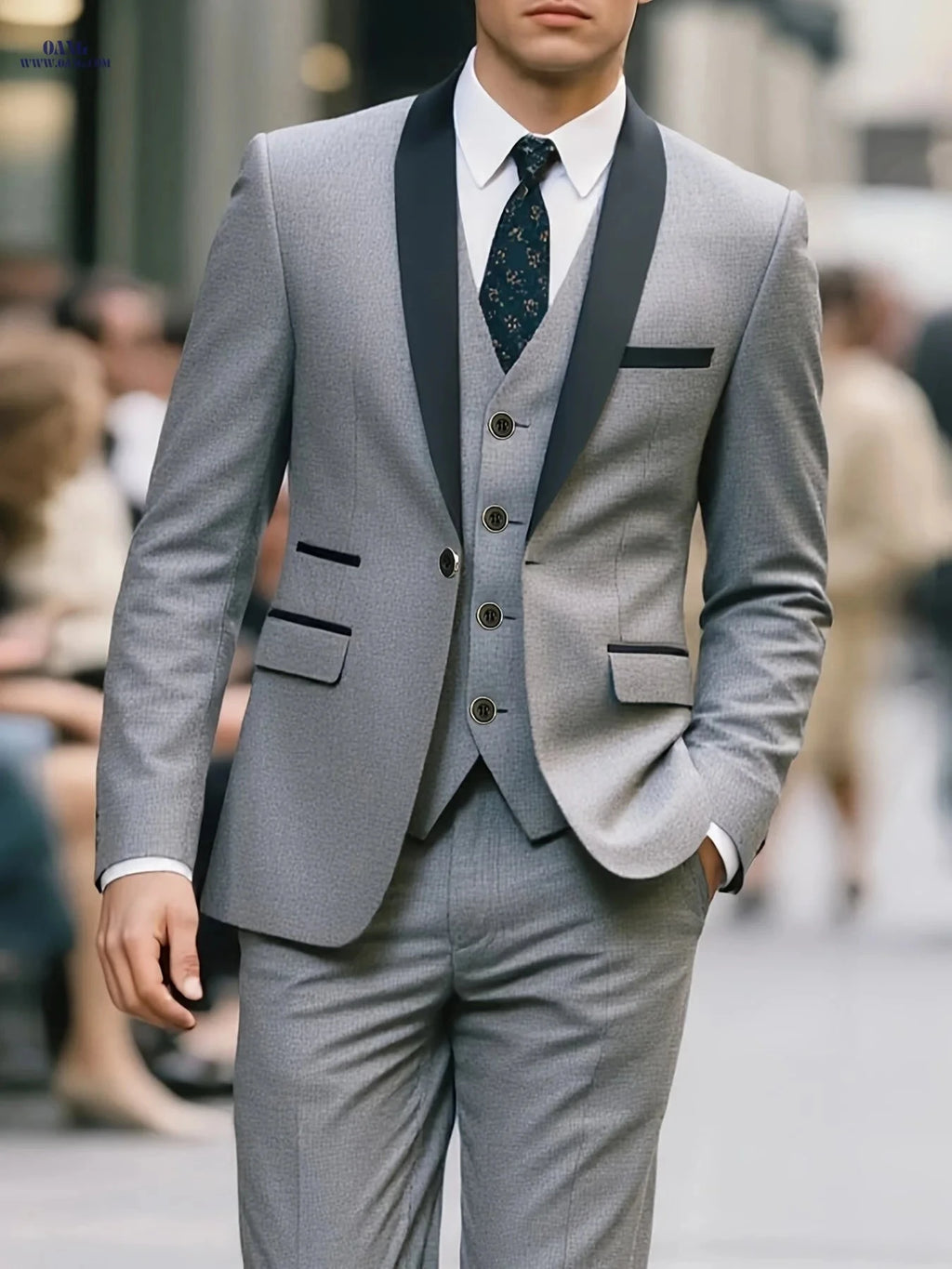 Men's Plus-Size Three-Piece Suit - Ideal for Weddings & Events   OAXG 