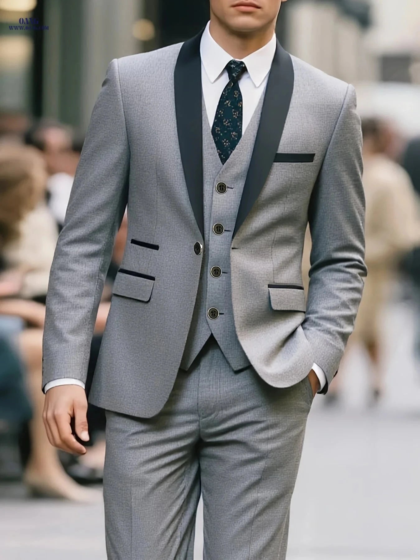 Men's Plus-Size Three-Piece Suit - Ideal for Weddings & Events   OAXG 