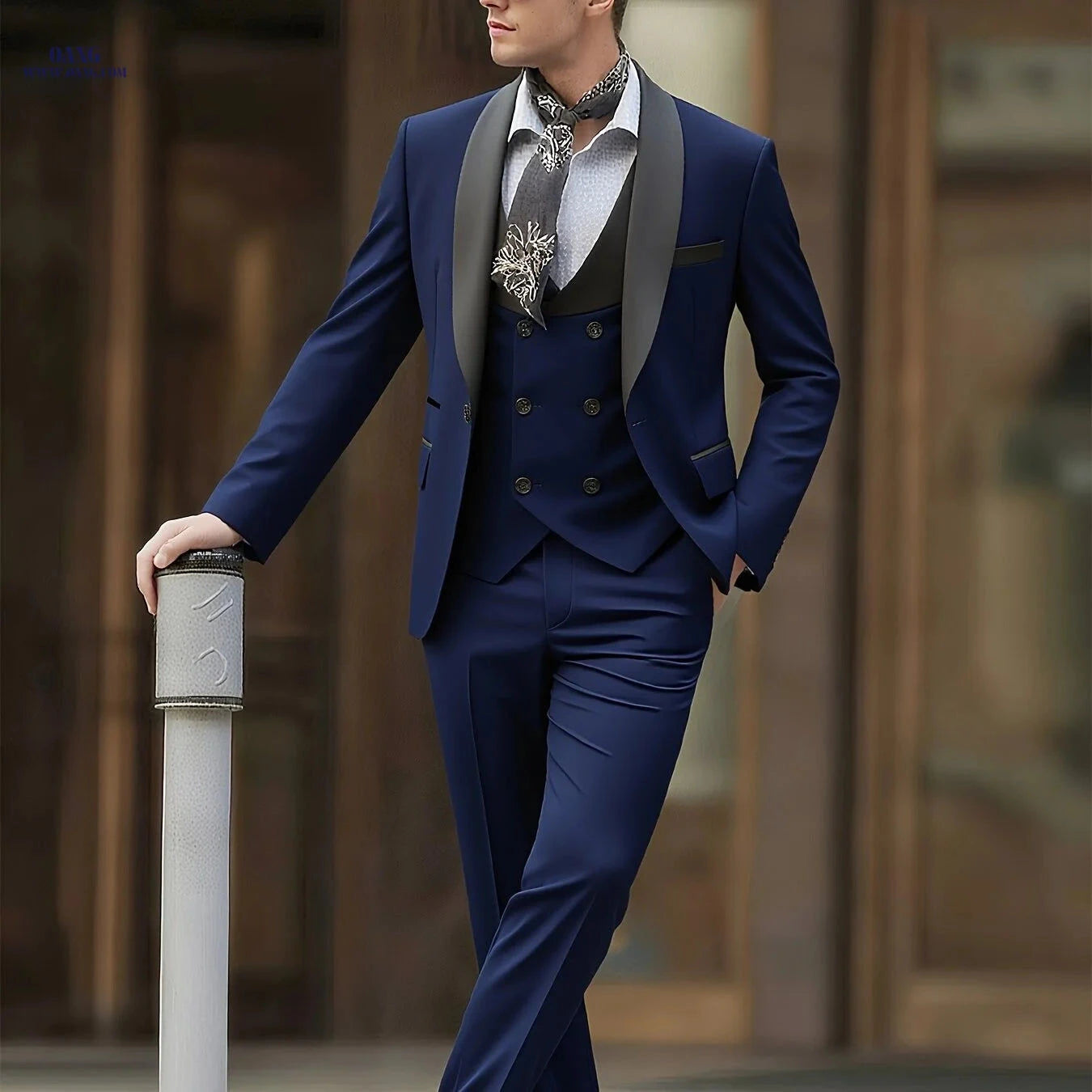 Men's Premium 3-Piece Suit Set - Notch Lapel, Perfect for Weddings   OAXG 