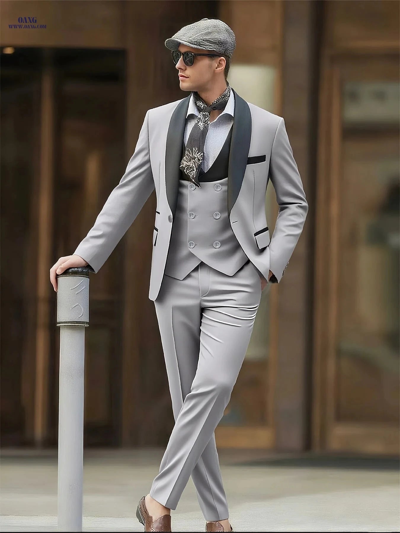 Men's Premium 3-Piece Suit Set - Notch Lapel, Perfect for Weddings   OAXG 