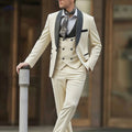 Men's Premium 3-Piece Suit Set - Notch Lapel, Perfect for Weddings   OAXG 