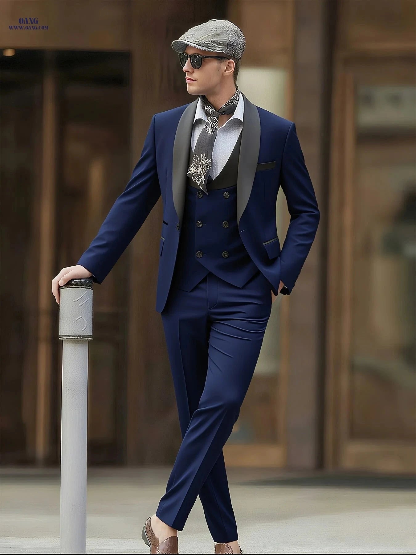 Men's Premium 3-Piece Suit Set - Notch Lapel, Perfect for Weddings   OAXG 