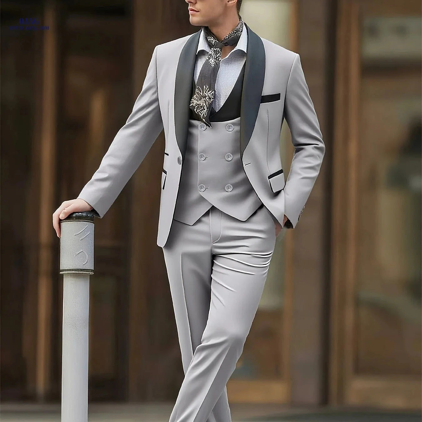 Men's Premium 3-Piece Suit Set - Notch Lapel, Perfect for Weddings   OAXG Beige / FR XXS