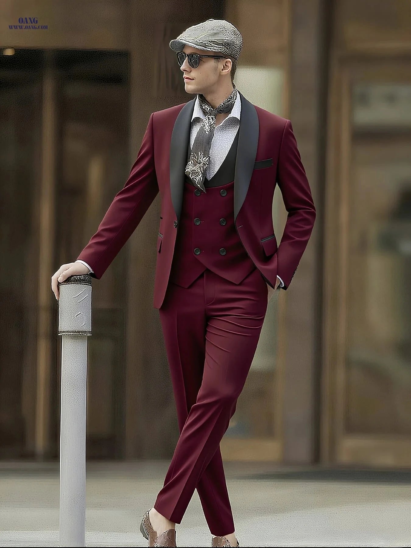 Men's Premium 3-Piece Suit Set - Notch Lapel, Perfect for Weddings   OAXG 