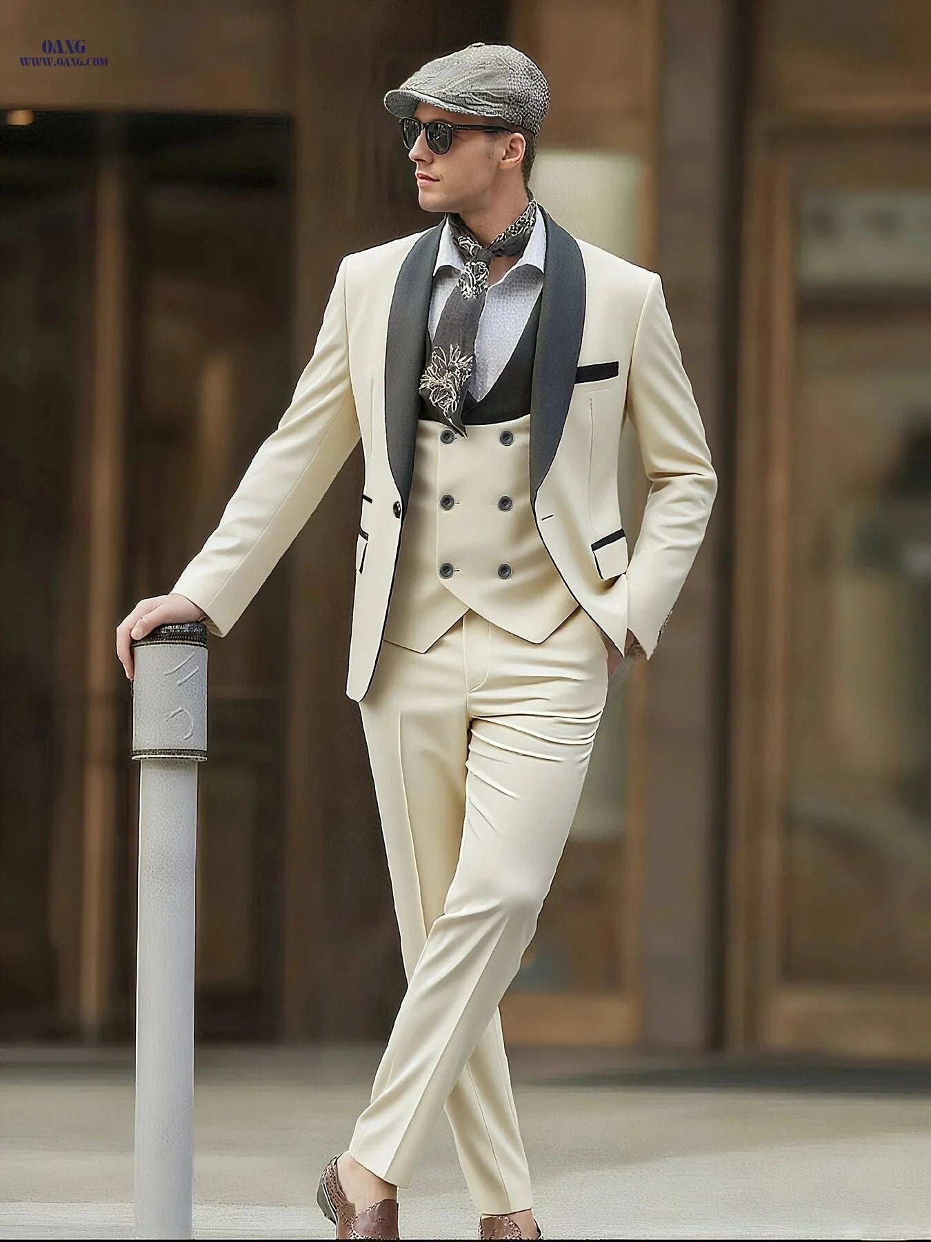 Men's Premium 3-Piece Suit Set - Notch Lapel, Perfect for Weddings   OAXG 