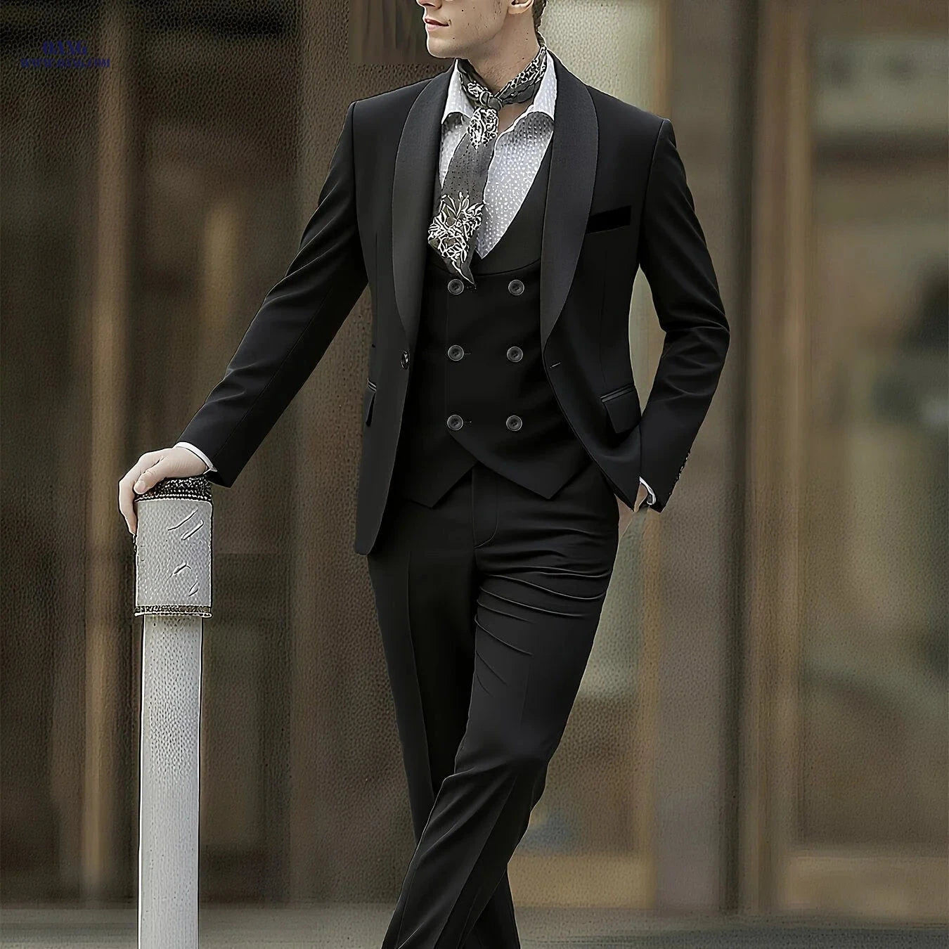 Men's Premium 3-Piece Suit Set - Notch Lapel, Perfect for Weddings   OAXG 