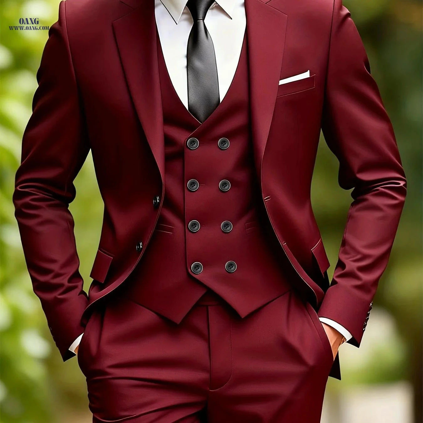 Men's Premium Three-Piece Suit Set - Jacket, Trousers, Waistcoat   OAXG 