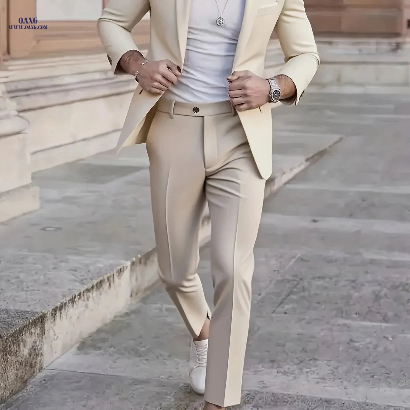 Men's Premium Two-Piece Suit Set - Jacket & Pants for Formal Wear   OAXG 