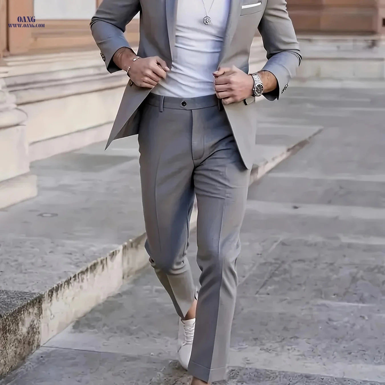 Men's Premium Two-Piece Suit Set - Jacket & Pants for Formal Wear   OAXG 