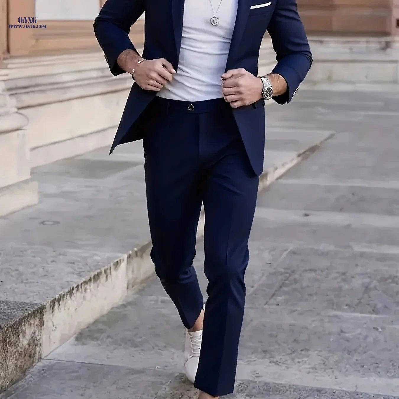 Men's Premium Two-Piece Suit Set - Jacket & Pants for Formal Wear   OAXG 