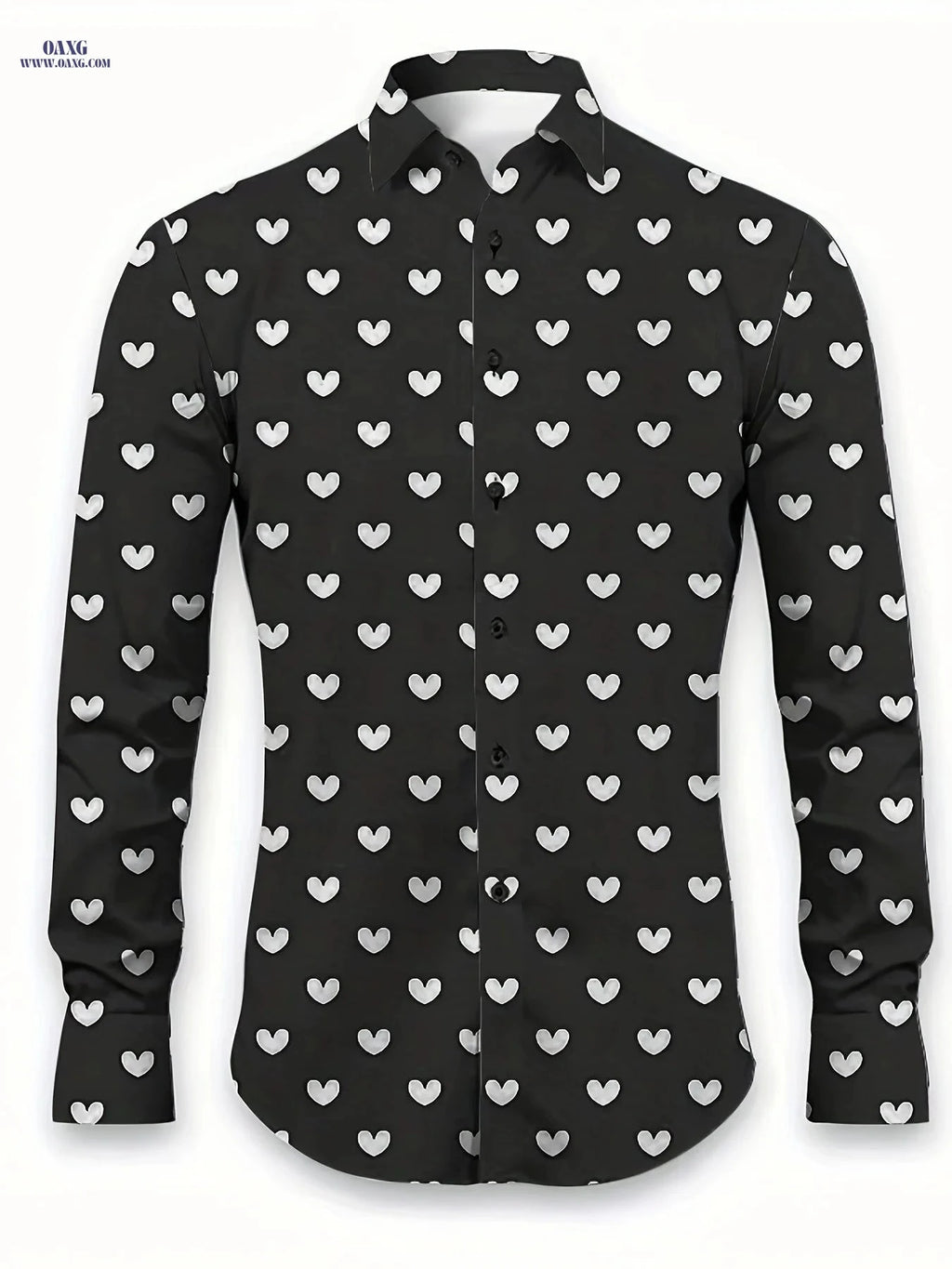 Men's Printed Long Sleeve Shirt - Fashionable Polyester for Spring/Fall   OAXG 