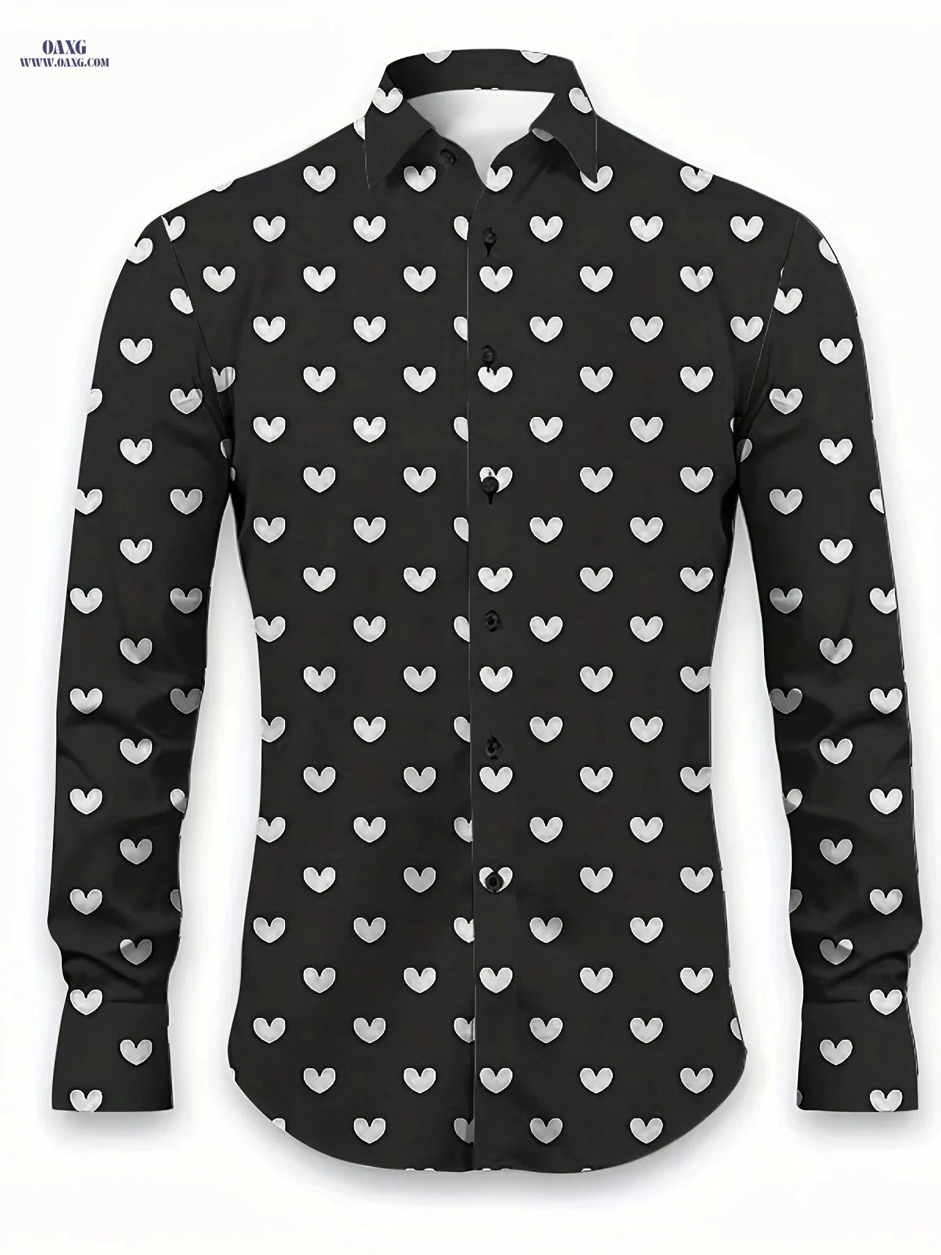 Men's Printed Long Sleeve Shirt - Fashionable Polyester for Spring/Fall   OAXG 