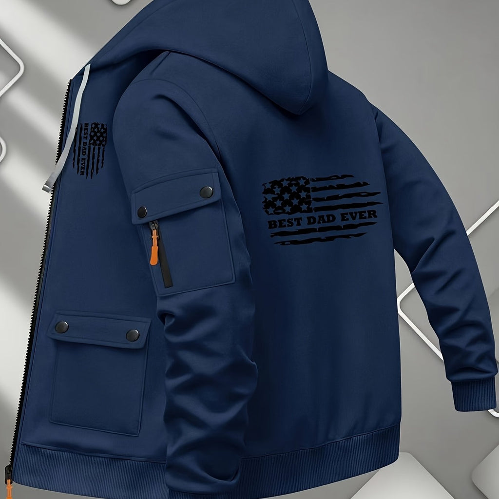 Men's Printed Zip-Up Hoodie - Casual Outdoor Sweatshirt for Fall   OAXG 