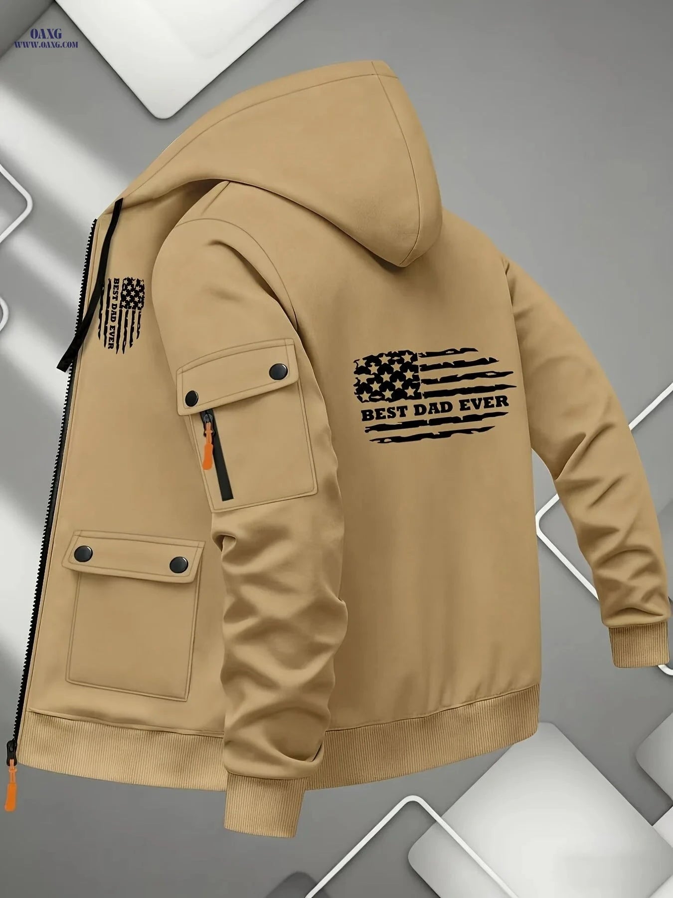 Men's Printed Zip-Up Hoodie - Casual Outdoor Sweatshirt for Fall   OAXG 