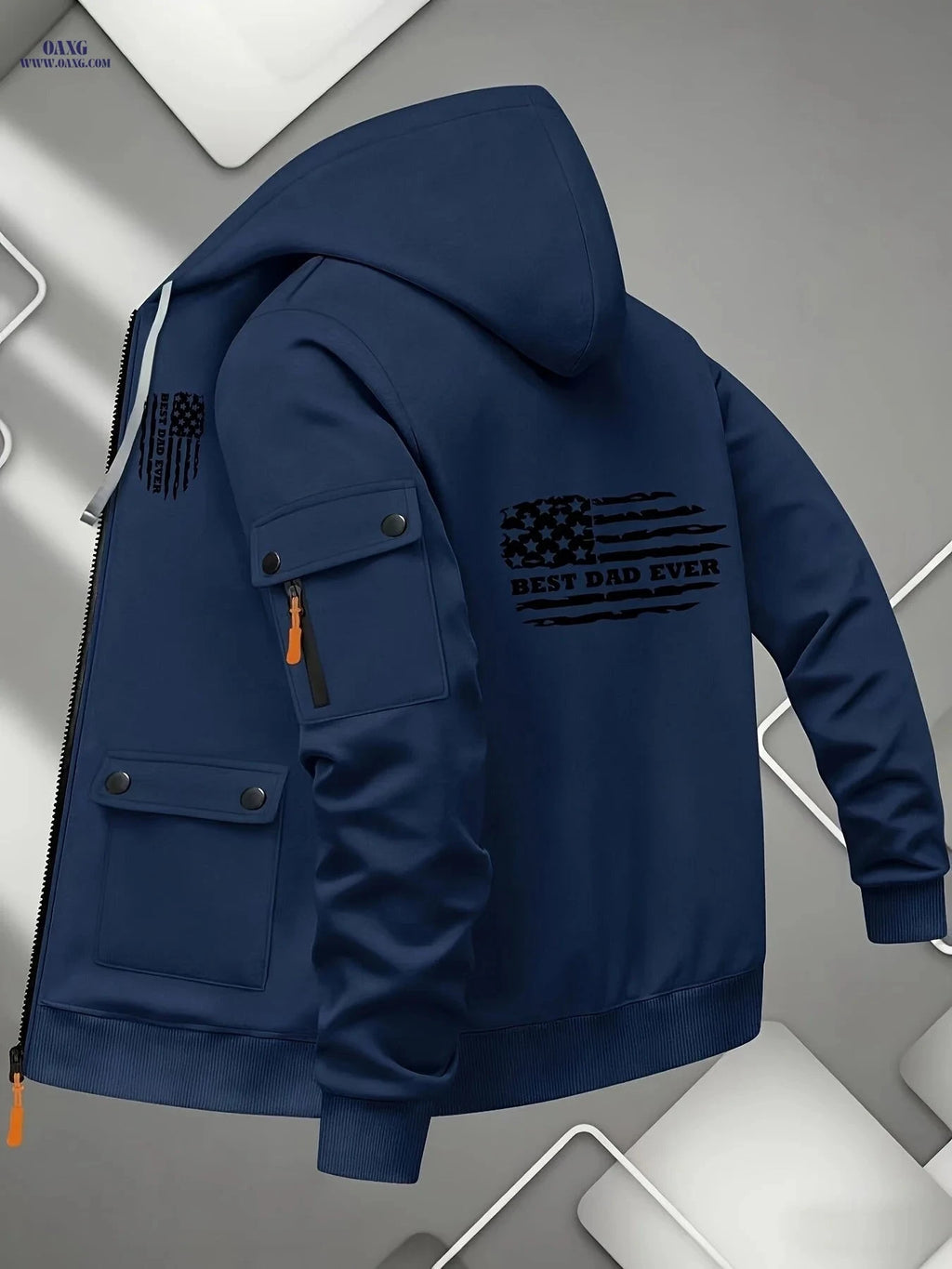 Men's Printed Zip-Up Hoodie - Casual Outdoor Sweatshirt for Fall   OAXG 