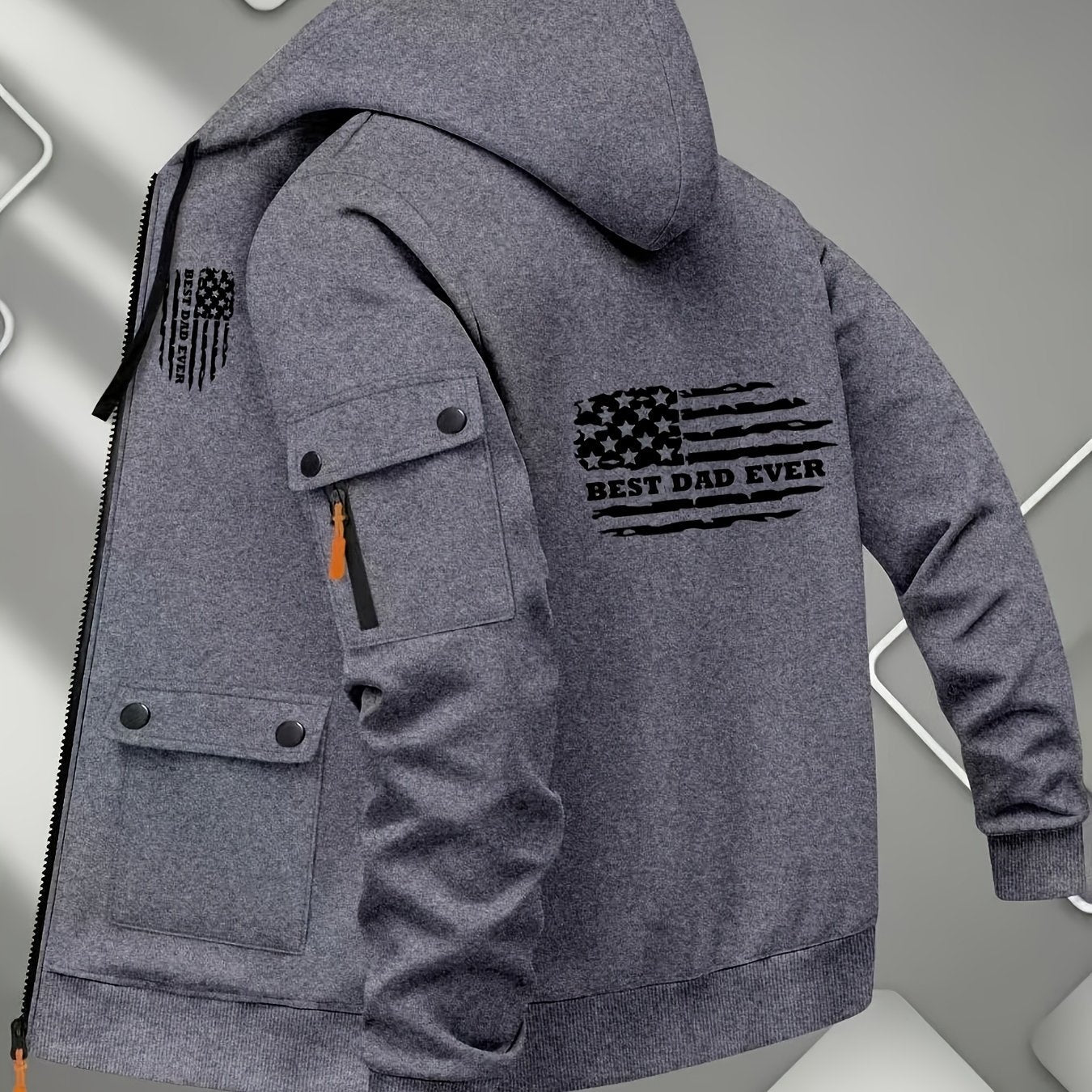 Men's Printed Zip-Up Hoodie - Casual Outdoor Sweatshirt for Fall   OAXG 