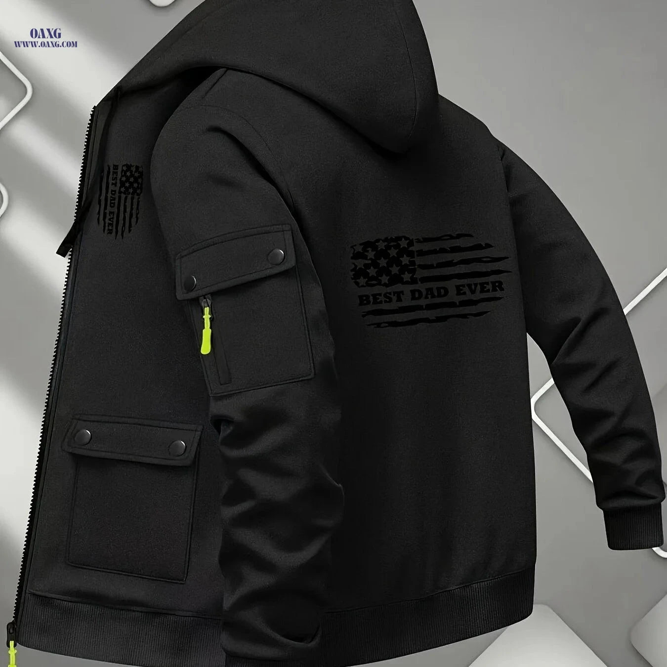 Men's Printed Zip-Up Hoodie - Casual Outdoor Sweatshirt for Fall   OAXG 