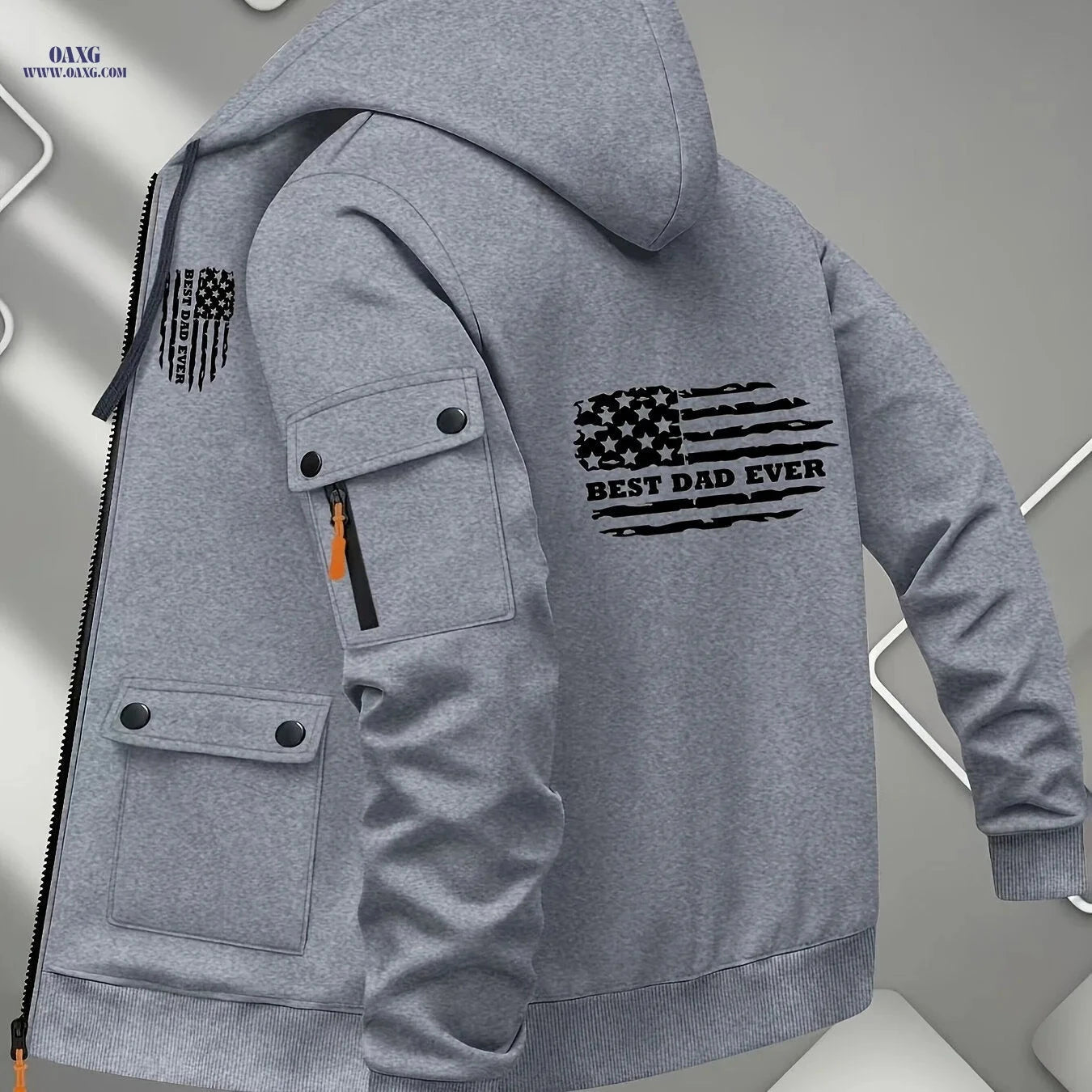 Men's Printed Zip-Up Hoodie - Casual Outdoor Sweatshirt for Fall   OAXG 