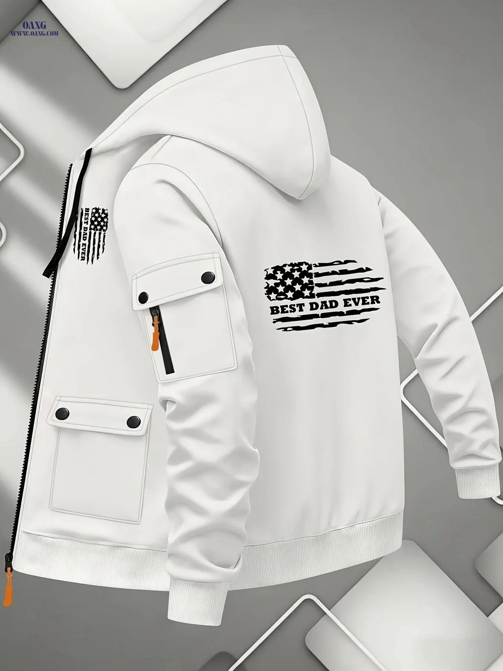 Men's Printed Zip-Up Hoodie - Casual Outdoor Sweatshirt for Fall   OAXG 