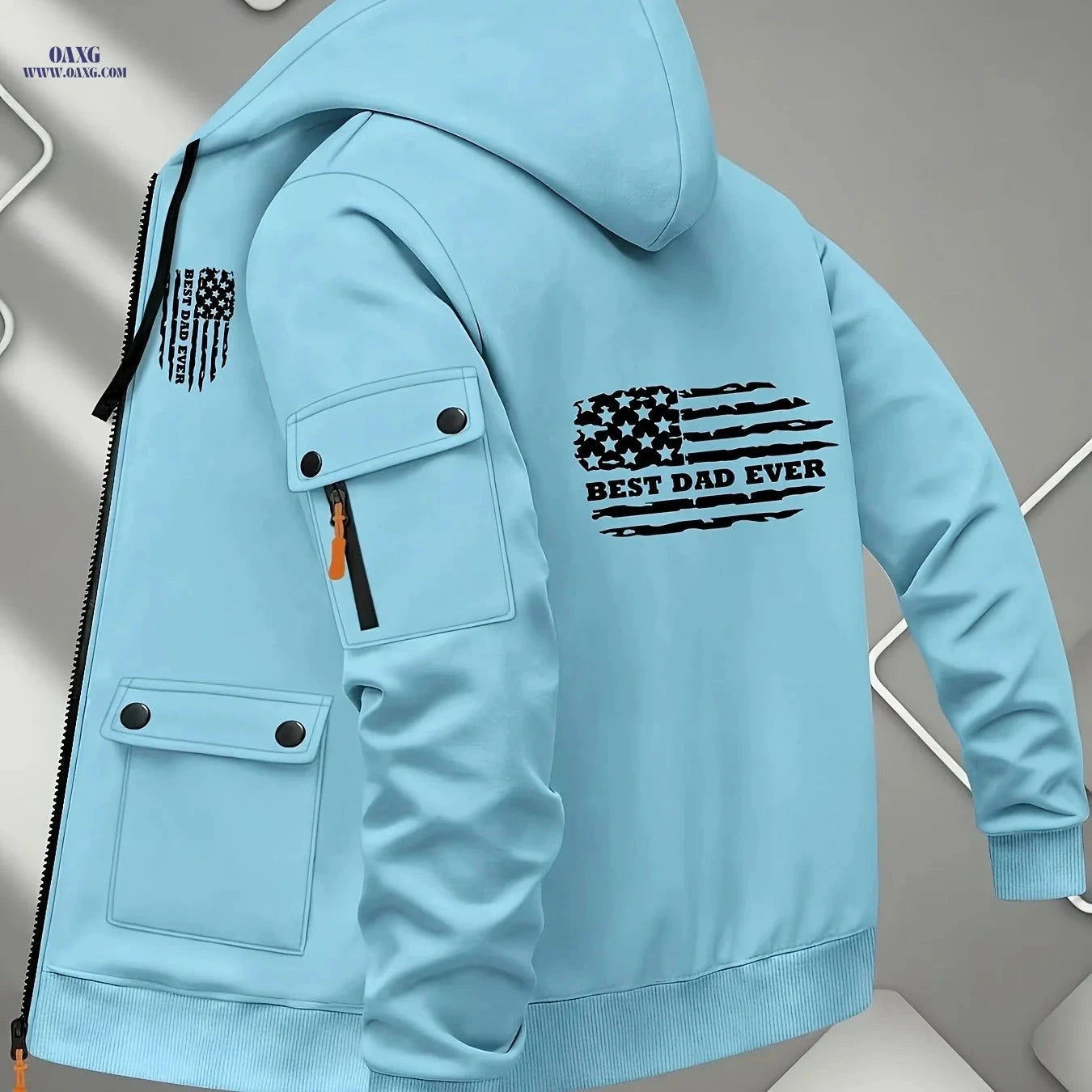 Men's Printed Zip-Up Hoodie - Casual Outdoor Sweatshirt for Fall   OAXG 